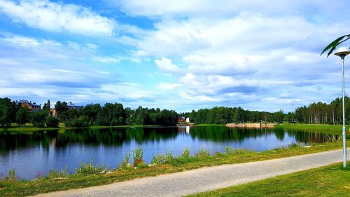 Scenic view of lake against sky