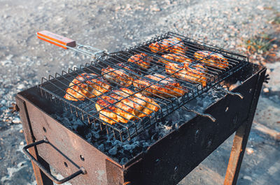 High angle view of food on table