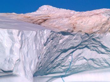 High angle view of glacier in snow