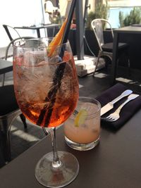 Close-up of beer on table