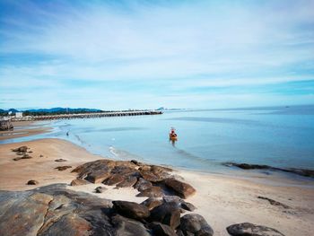 Scenic view of beach against sky