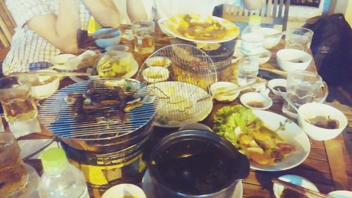 High angle view of food on table