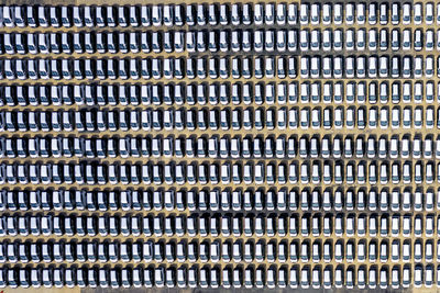 High-angle shot of a car park that is about to be exported abroad.