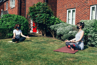 Woman sitting in park