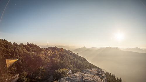 Scenic view of mountains against clear sky