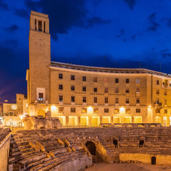 Night in lecce. capital of salento. baroque and ancient history of puglia