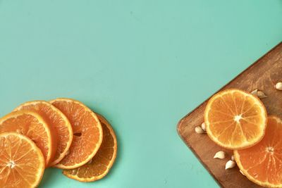 Close-up of orange fruit on table