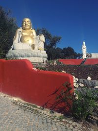 Low angle view of statue against clear sky