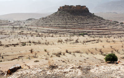 Landscape with old ruins during sunny day