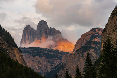 Panoramic view of mountains against sky during sunset