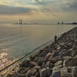 Scenic view of sea at sunset