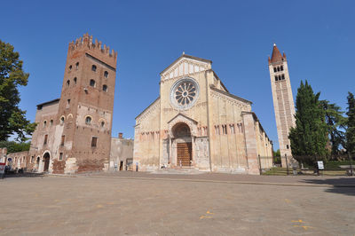 Low angle view of cathedral against clear sky