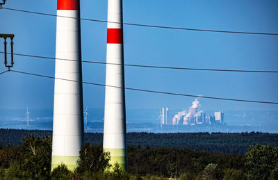 View of factory against blue sky