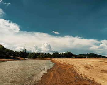 Scenic view of land against sky