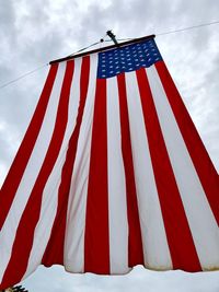 Low angle view of flag against sky