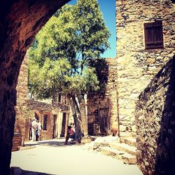 Narrow alley along buildings