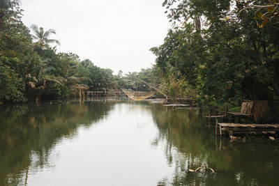Scenic view of lake against clear sky