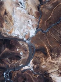 High angle view of rocks in water