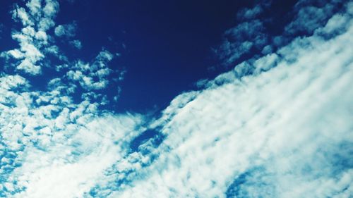 Low angle view of clouds in blue sky