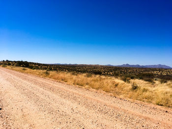 Scenic view of landscape against clear blue sky