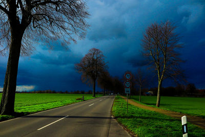 Road by trees against sky