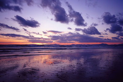 Scenic view of sea at sunset