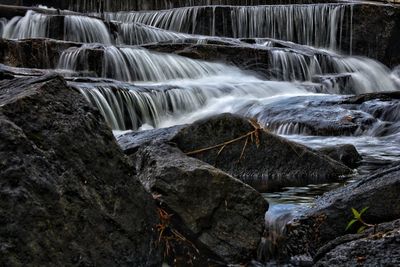 Low angle view of waterfall