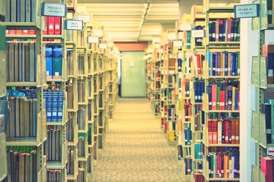 Row of books in library