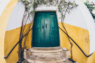 Closed door of building