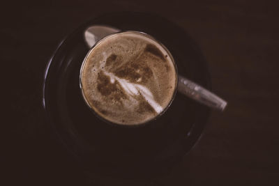 High angle view of coffee on table