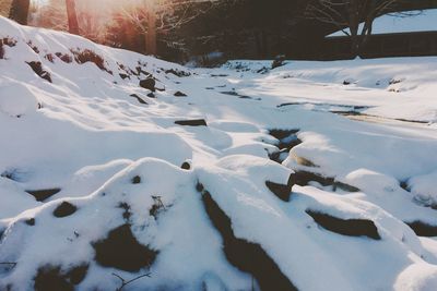 Scenic view of snow covered field