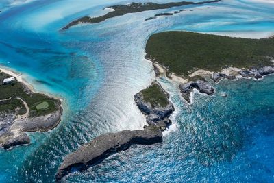 High angle view of rocks on beach