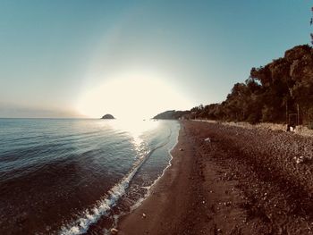 Scenic view of sea against clear sky