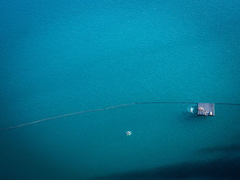 Aerial view of floating platform in sea