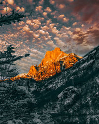 Scenic view of mountains against sky during sunset