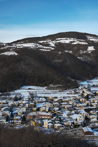 High angle view of townscape against sky