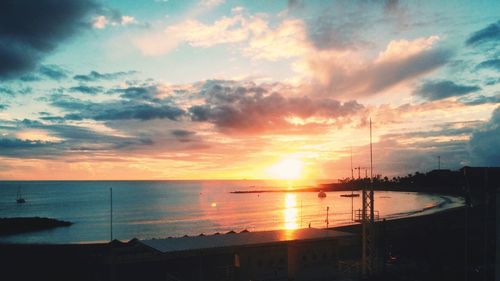 Scenic view of sea at sunset