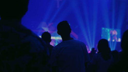 Rear view of silhouette people at music concert