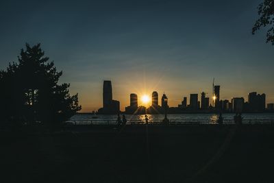 View of city at sunset