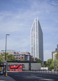 Modern buildings against sky in city