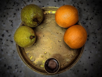 High angle view of oranges on table