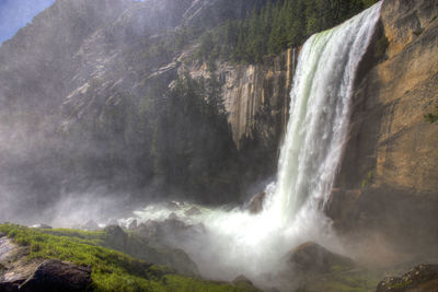 Scenic view of waterfall