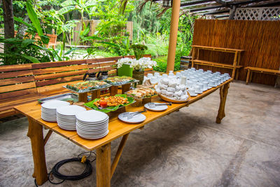 High angle view of food on table