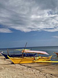 Scenic view of sea against cloudy sky