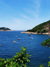Scenic view of bay against sky