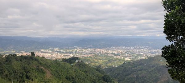 Scenic view of townscape against sky