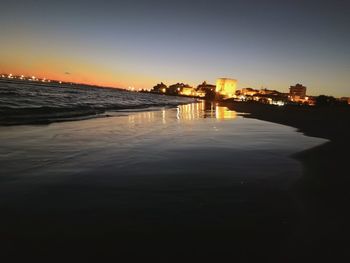 Scenic view of sea against sky at sunset