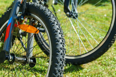 Close-up of bicycle wheel