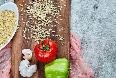 High angle view of fruits on table