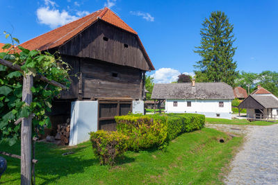 Traditional buildings of wood and rock in the village of kumrovec, birthplace of  tito, croatia